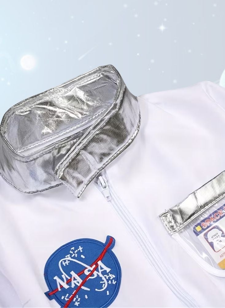 بريميم طقم زي رائد فضاء للأطفال - بذلة بيضاء على طراز ناسا مع خوذة وقفازات للأولاد، زي تنكري بطابع الفضاء - Image 5